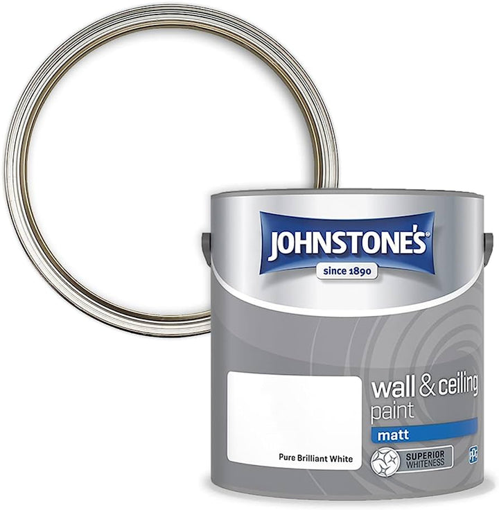 - Johnstone's Wall and Ceiling Matt Paint - Pure Brilliant White - 2.5L - Decor Warehouse