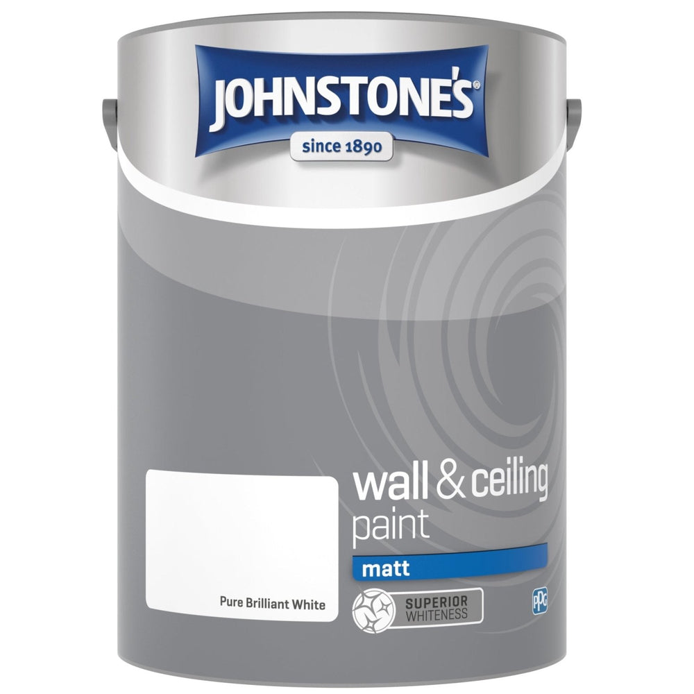  - Johnstone's Wall and Ceiling Matt Paint - Pure Brilliant White - 5L - 1228463 - Decor Warehouse