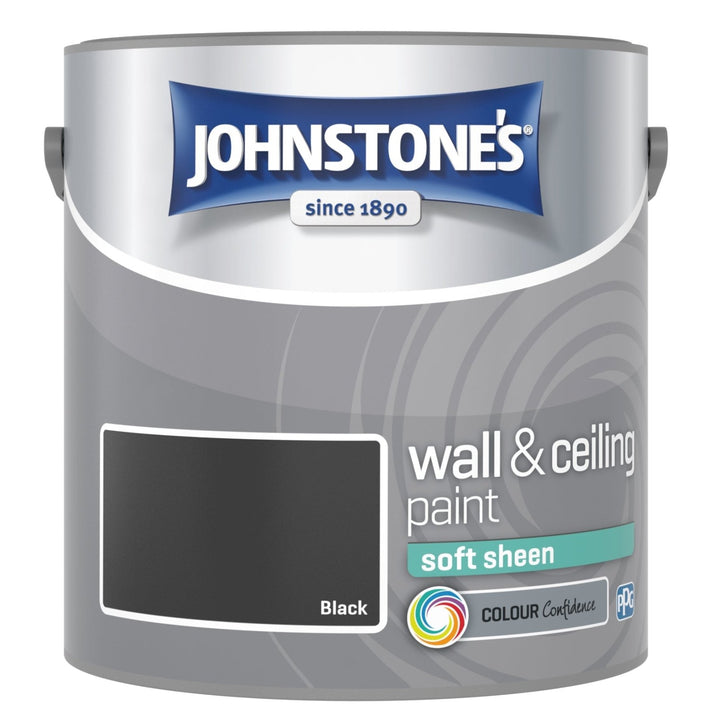  - Johnstone's Wall and Ceiling Soft Sheen Paint - Black - 2.5L - Decor Warehouse