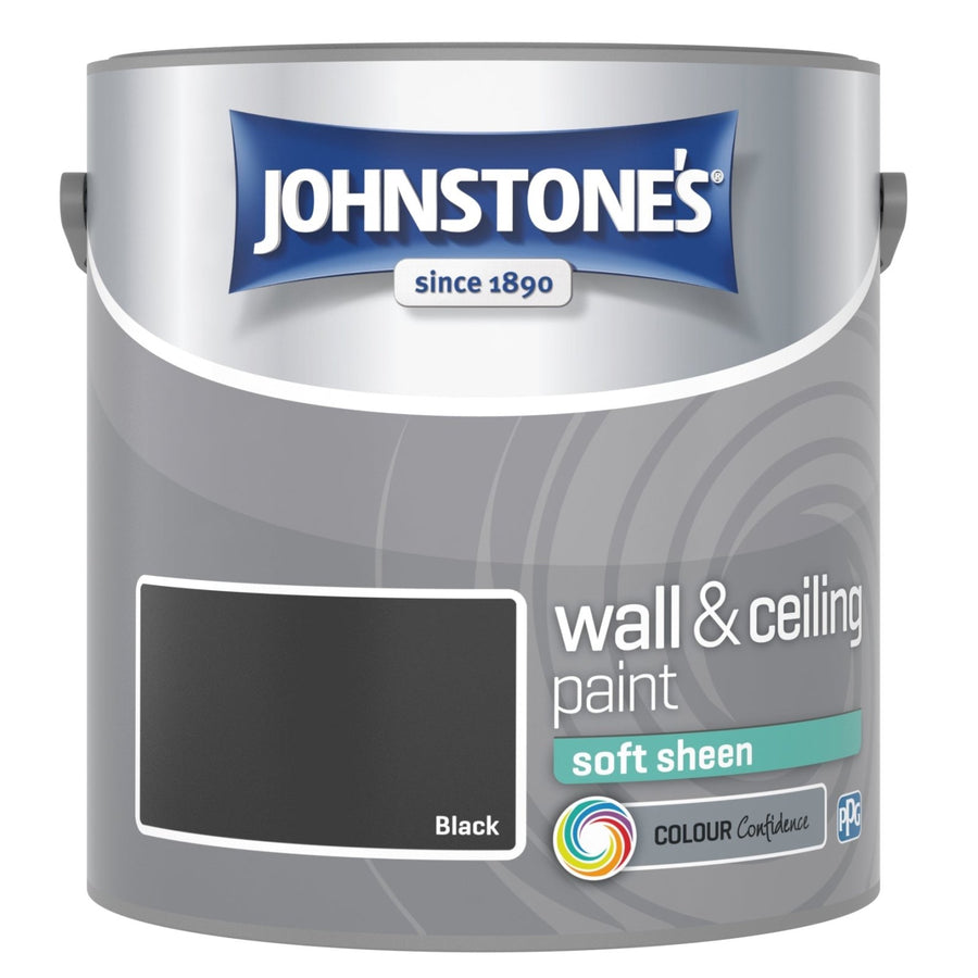 -Johnstone's-Johnstone's Wall and Ceiling Soft Sheen Paint - Black - 2.5L-Decor Warehouse