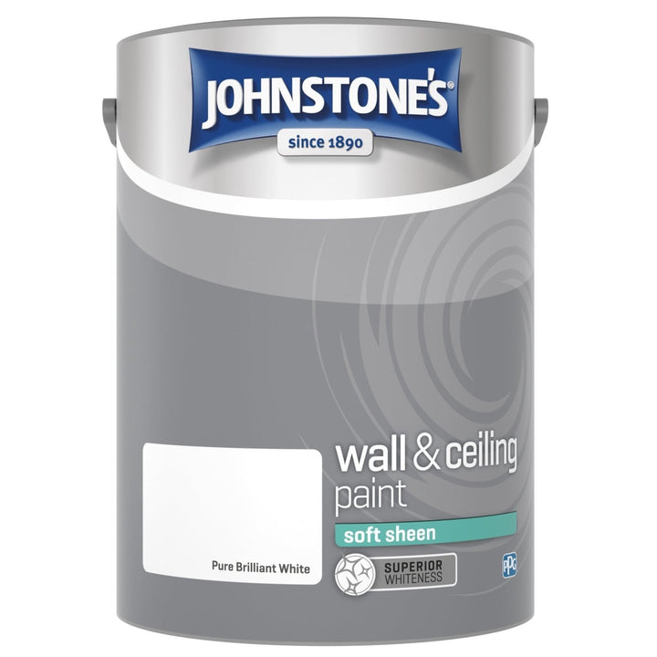  - Johnstone's Wall and Ceiling Soft Sheen Paint - Brilliant White - 5L - Decor Warehouse