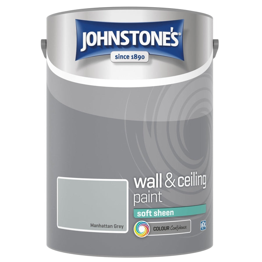  - Johnstone's Wall and Ceiling Soft Sheen Paint - Manhattan Grey - 5L - Decor Warehouse