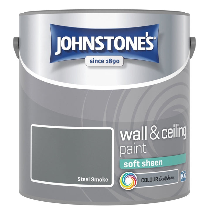  - Johnstone's Wall and Ceiling Soft Sheen Paint - Steel Smoke - 2.5L - 11065367 - Decor Warehouse