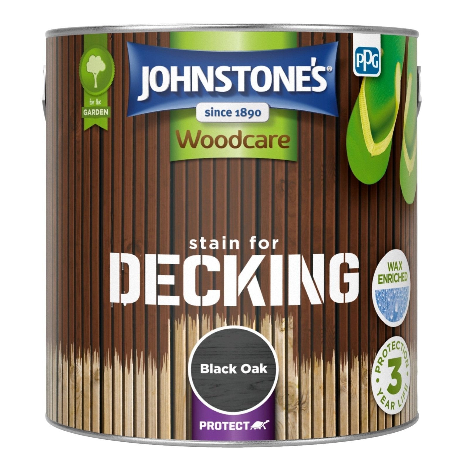 - Johnstone's Woodcare Decking Satin Paint - Black Oak - 2.5L - 10966414 - Decor Warehouse