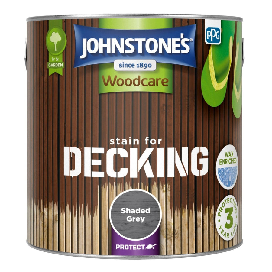  - Johnstone's Woodcare Decking Satin Paint - Shaded Grey - 2.5L - 10915225 - Decor Warehouse