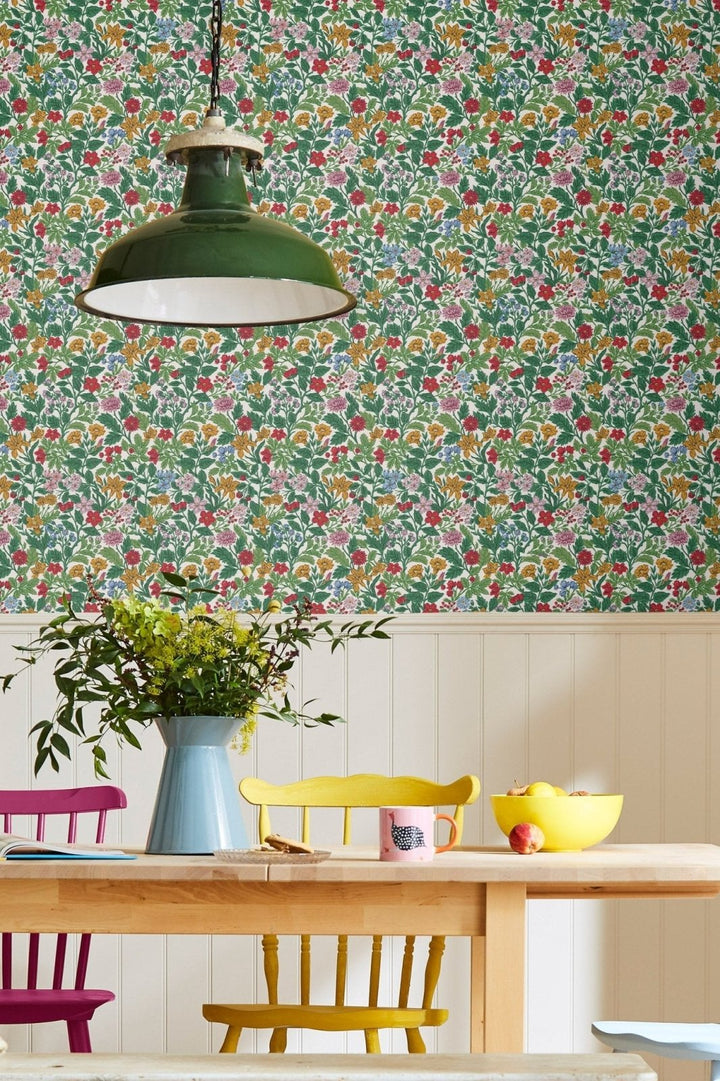  - Joules Arts and Crafts Floral Rainbow Wallpaper - 118543 - Decor Warehouse