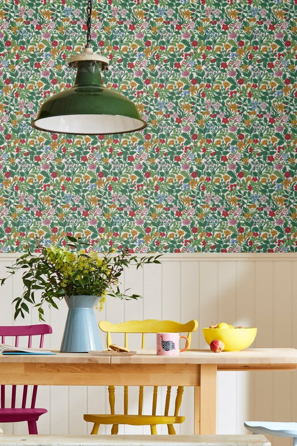 118543-Graham & Brown-Joules - Arts and Crafts Floral Rainbow Wallpaper-Decor Warehouse