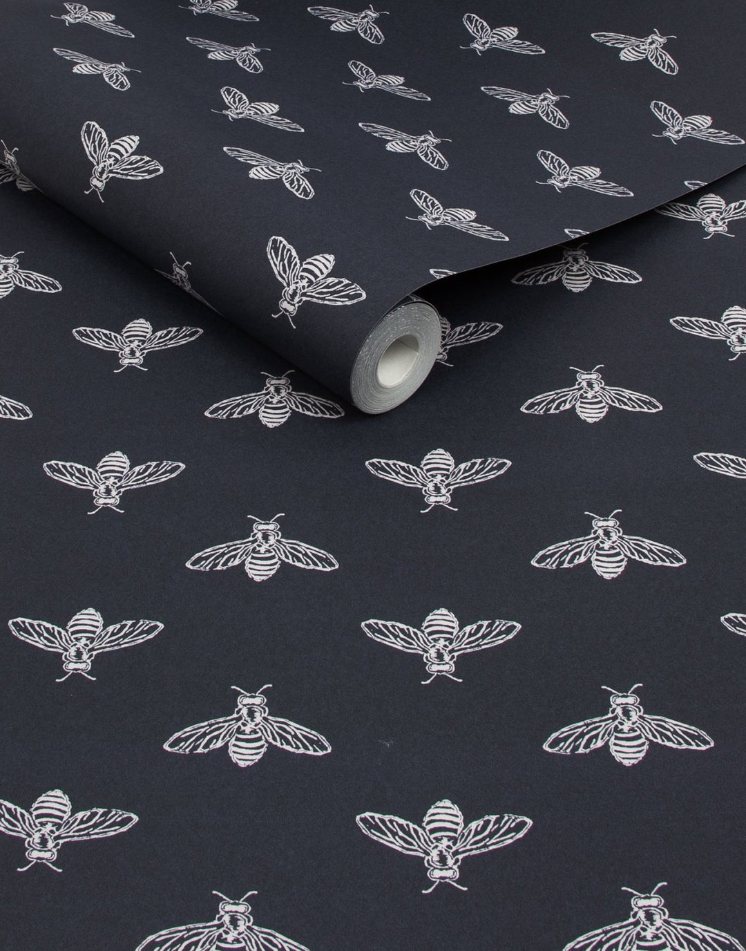- Joules Block Print Bee French Navy Wallpaper - 118546 - Decor Warehouse
