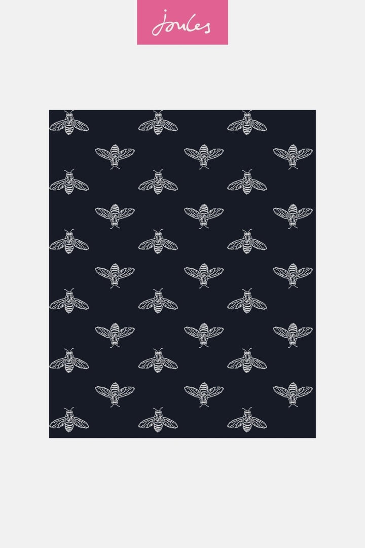 - Joules Block Print Bee French Navy Wallpaper - 118546 - Decor Warehouse