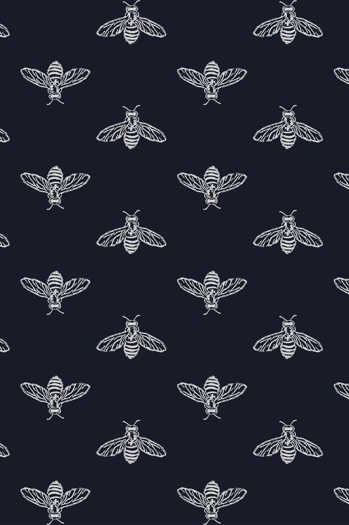 - Joules Block Print Bee French Navy Wallpaper - 118546 - Decor Warehouse