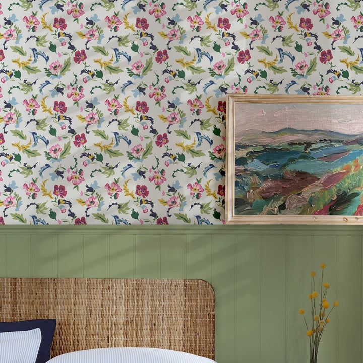  - Joules Cambridge Painted Floral Creme Wallpaper - 120867 - Decor Warehouse
