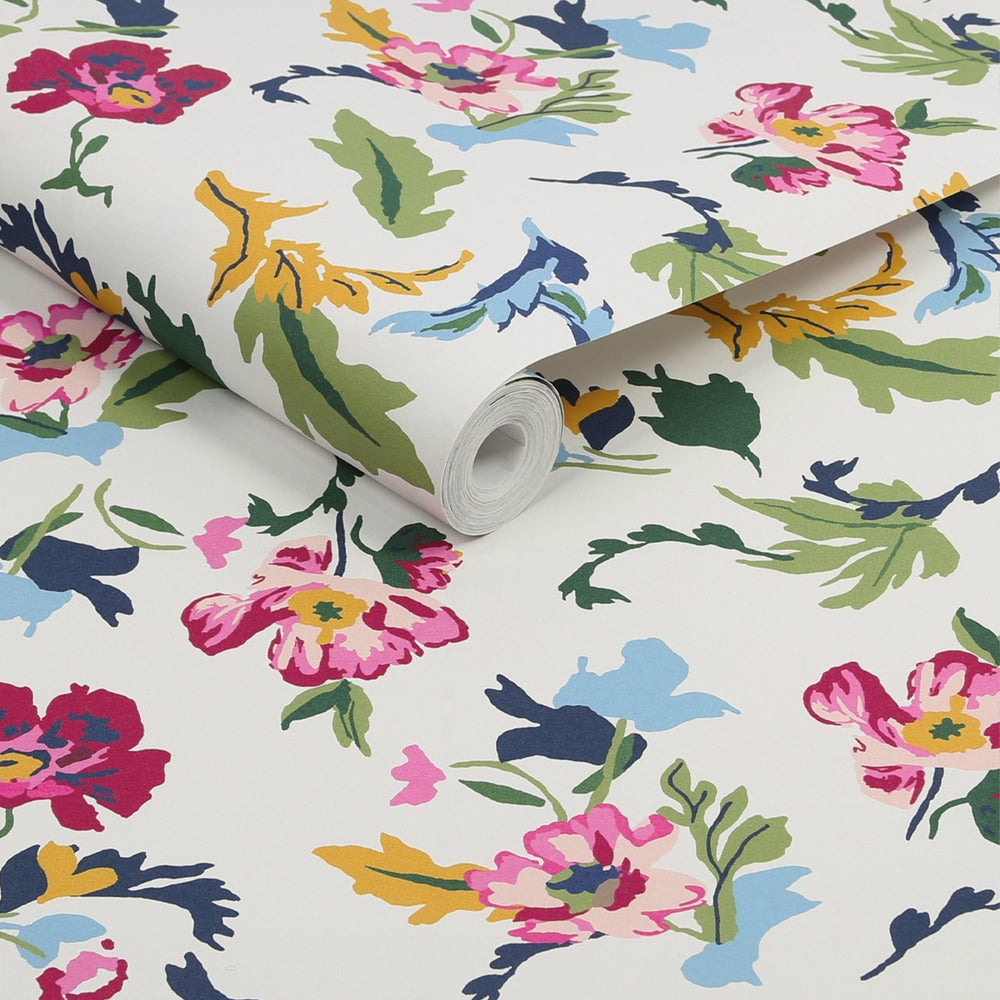  - Joules Cambridge Painted Floral Creme Wallpaper - 120867 - Decor Warehouse