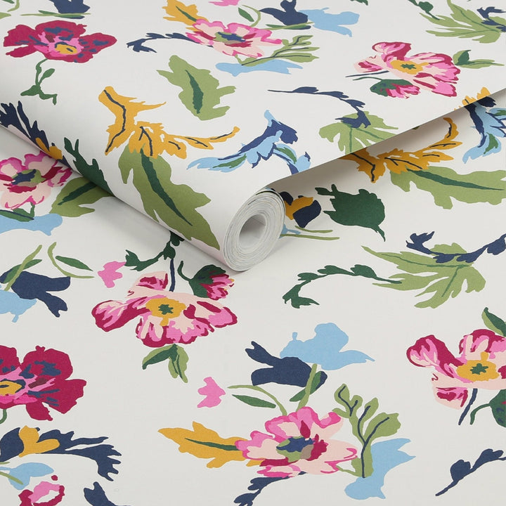  - Joules Cambridge Painted Floral Creme Wallpaper - 120867 - Decor Warehouse