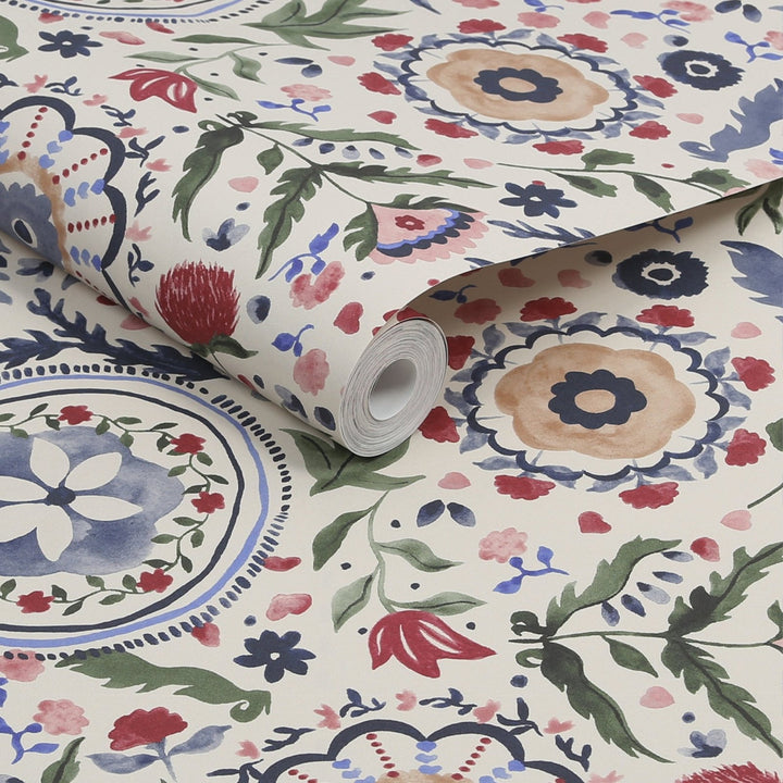  - Joules Festival Flowers Antique White Wallpaper - 120882 - Decor Warehouse