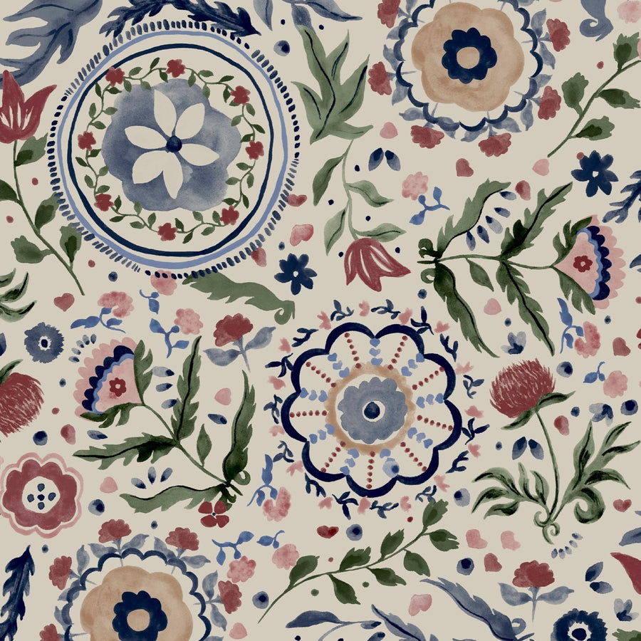 120882-Graham & Brown-Joules - Festival Flowers Antique White Wallpaper-Decor Warehouse