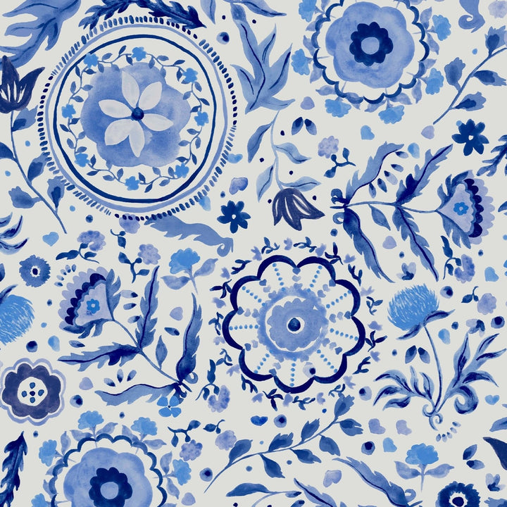  - Joules Festival Flowers Blue Wallpaper - 120881 - Decor Warehouse