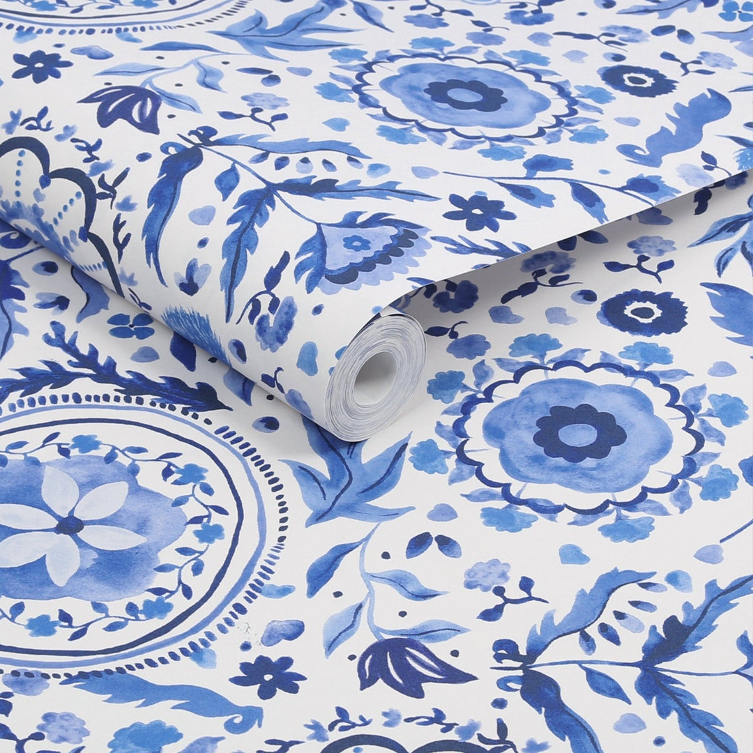  - Joules Festival Flowers Blue Wallpaper - 120881 - Decor Warehouse