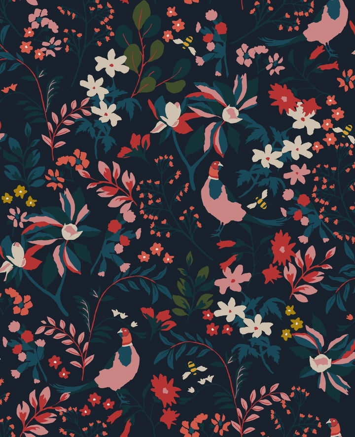  - Joules Fields Edge Floral French Navy wallpaper - 118568 - Decor Warehouse