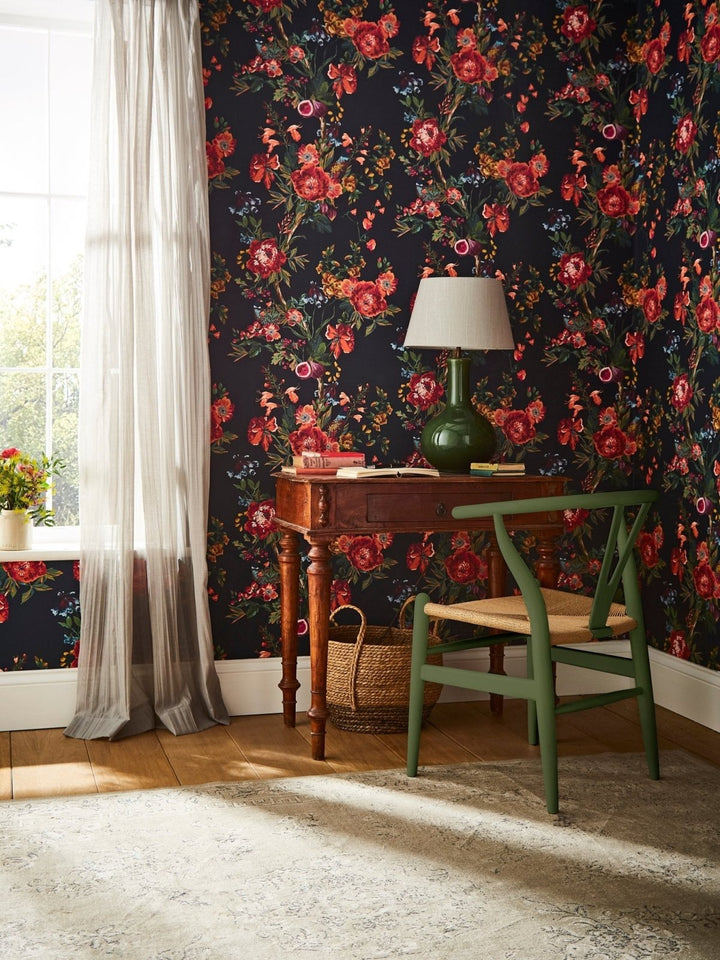  - Joules Forest Chinoiserie French Navy Wallpaper - 118557 - Decor Warehouse