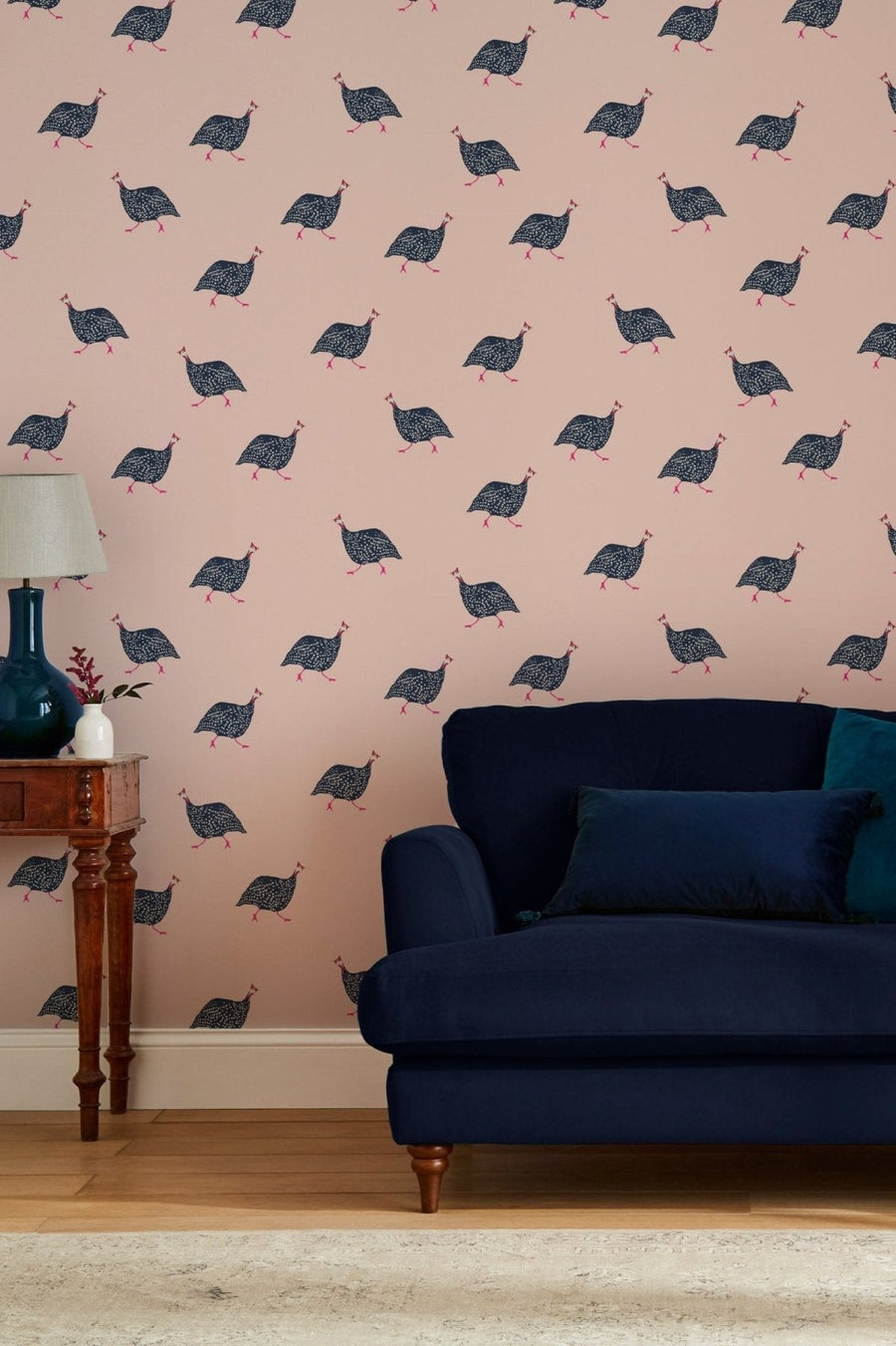  - Joules Guinea Fowl Blush Pink Wallpaper - 118566 - Decor Warehouse
