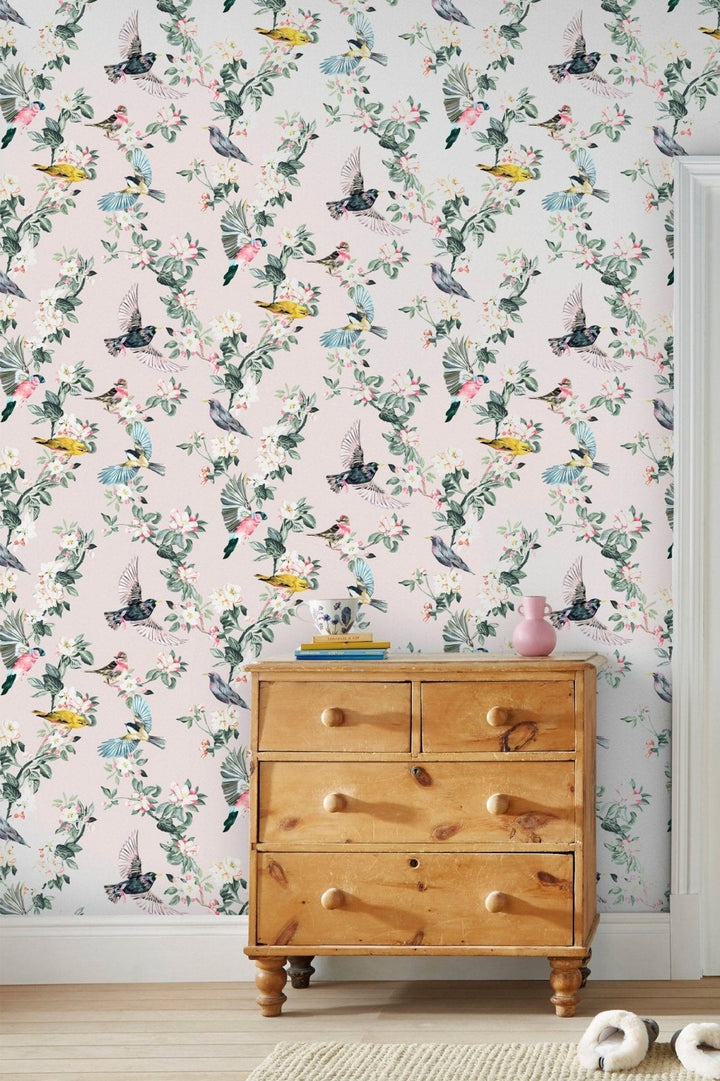  - Joules Handford Garden Birds Antique Creme Wallpaper - 118562 - Decor Warehouse