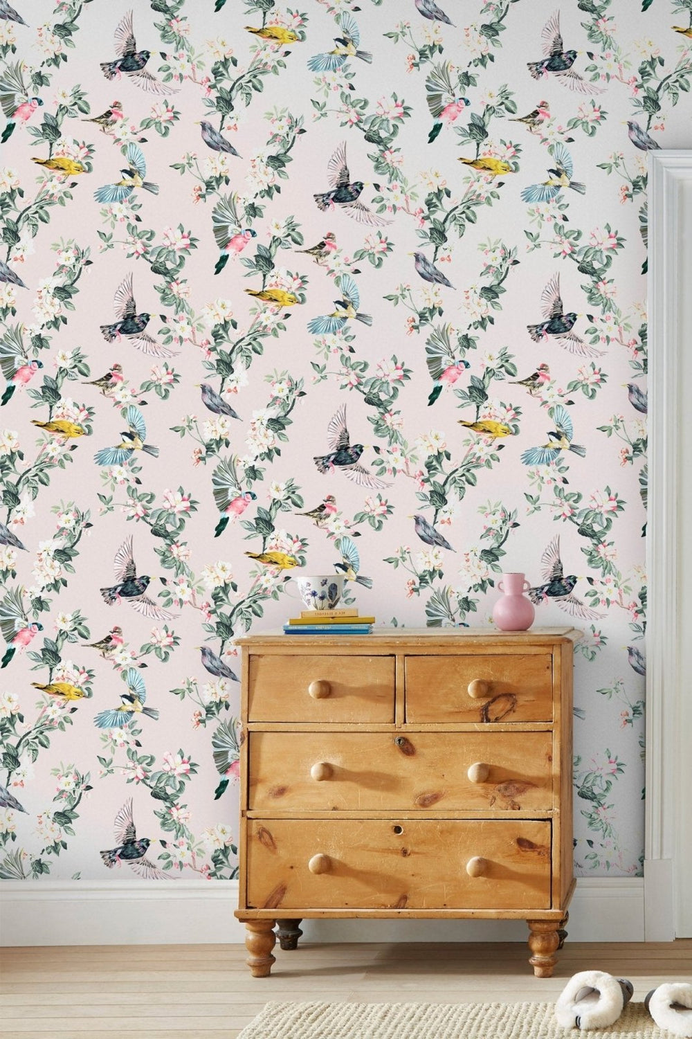 118562-Graham & Brown-Joules - Handford Garden Birds Antique Crème Wallpaper-Decor Warehouse
