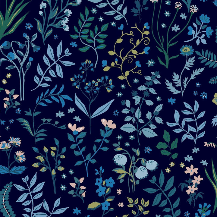  - Joules Holcombe Floral Navy Wallpaper - 120874 - Decor Warehouse
