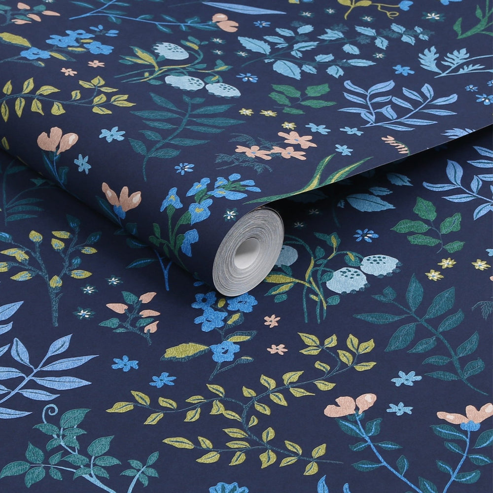  - Joules Holcombe Floral Navy Wallpaper - 120874 - Decor Warehouse
