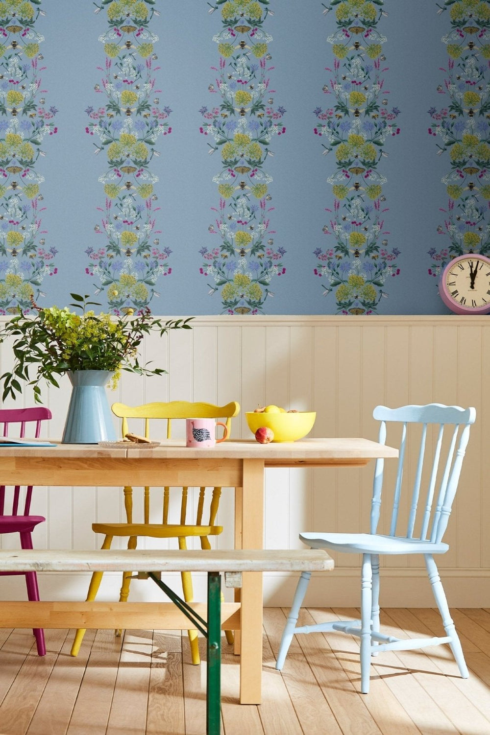 118577-Graham & Brown-Joules - Perfect Pollinators Haze Blue Wallpaper-Decor Warehouse