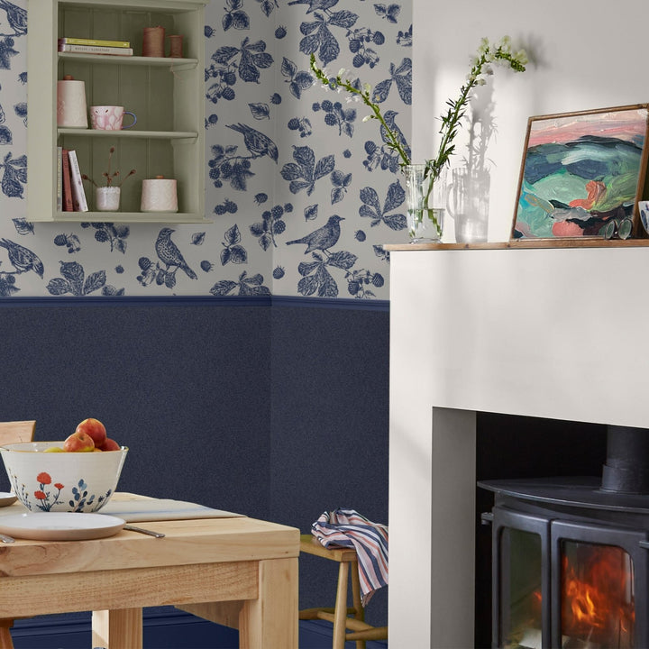  - Joules Plain Navy Wallpaper - 120884 - Decor Warehouse