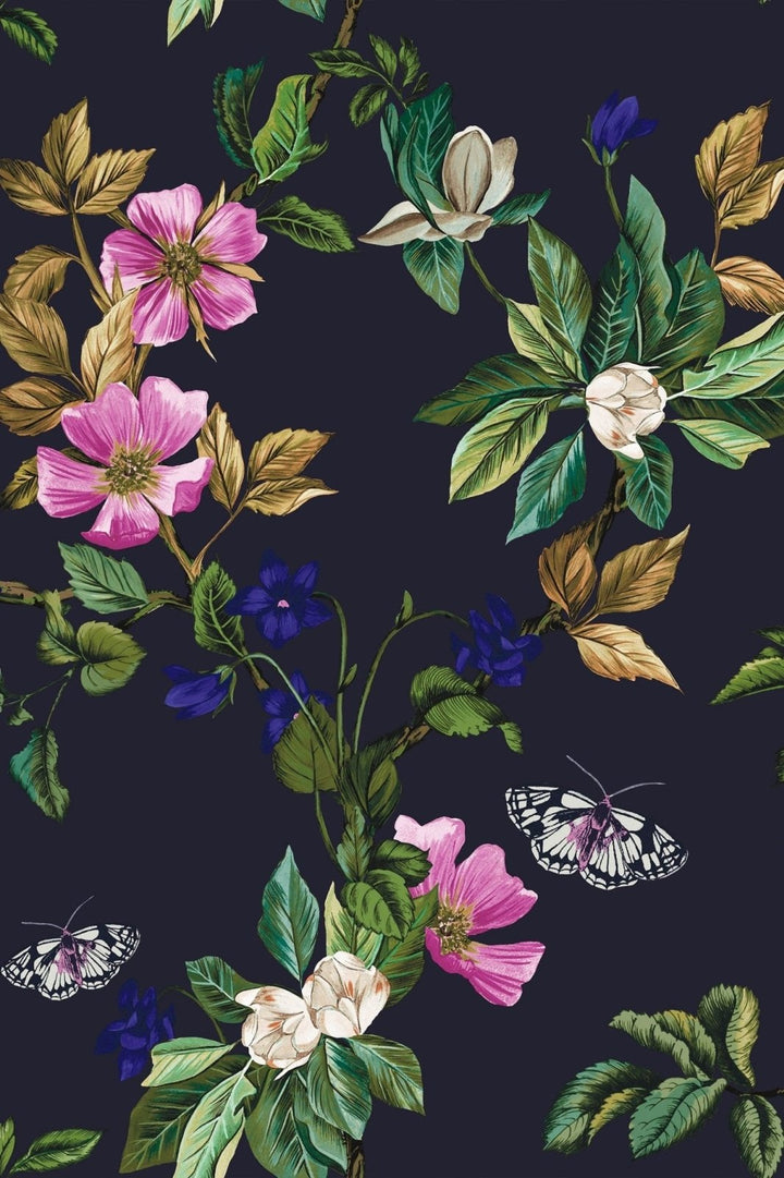 118572-Graham & Brown-Joules - Wakerly Woodland Floral French Navy Wallpaper-Decor Warehouse