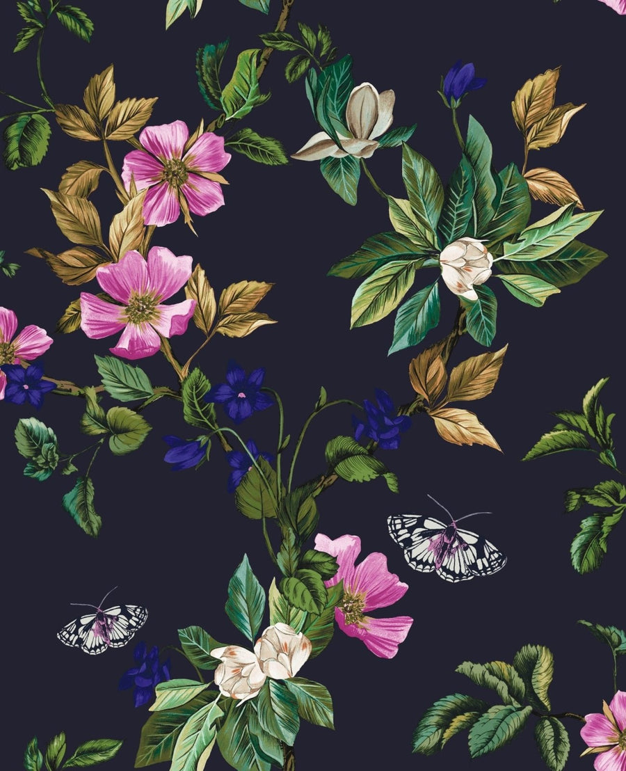 118572-Graham & Brown-Joules - Wakerly Woodland Floral French Navy Wallpaper-Decor Warehouse