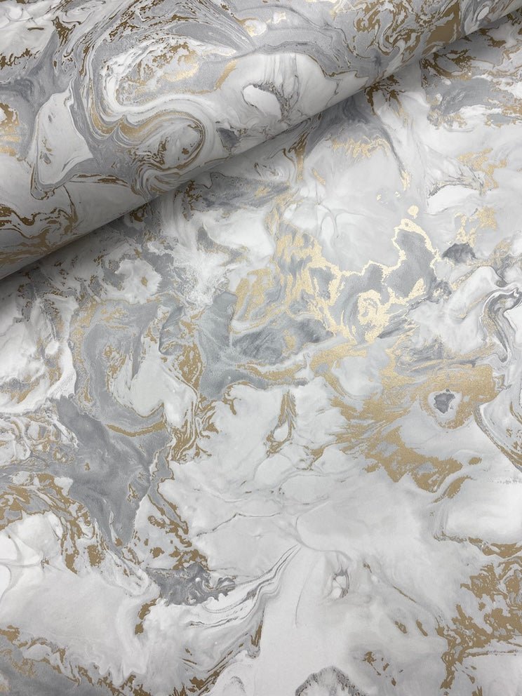  - Muriva Elixir Grey & Gold Marble Wallpaper - 166506 - Decor Warehouse