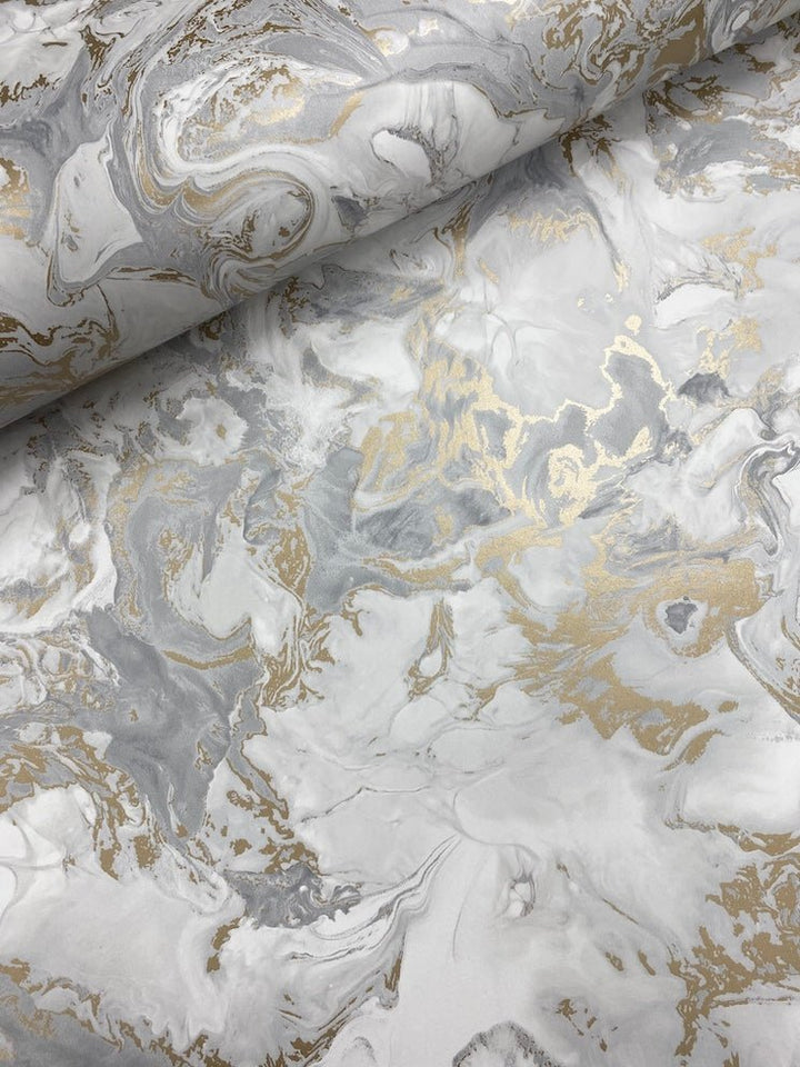  - Muriva Elixir Grey & Gold Marble Wallpaper - 166506 - Decor Warehouse
