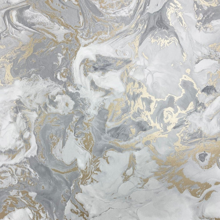  - Muriva Elixir Grey & Gold Marble Wallpaper - 166506 - Decor Warehouse