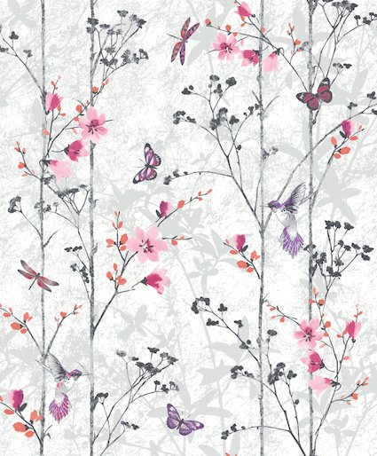 102550-Muriva-Muriva Novelties Eden Pink Wallpaper-Decor Warehouse