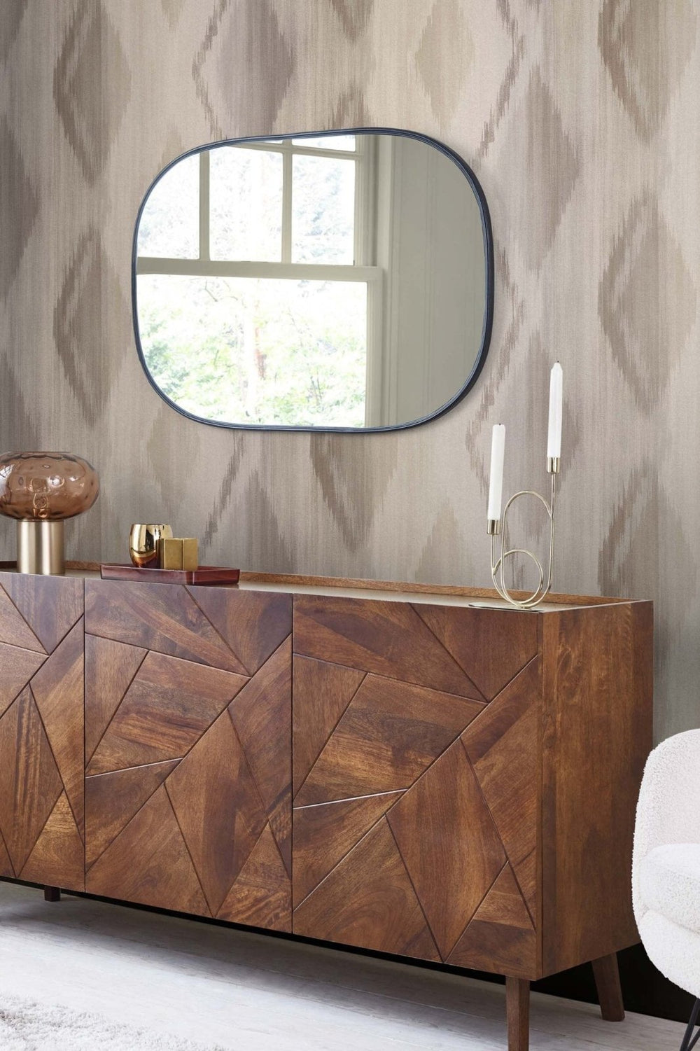 118317-Graham & Brown-Next - Abstract Ikat Neutral Wallpaper-Decor Warehouse