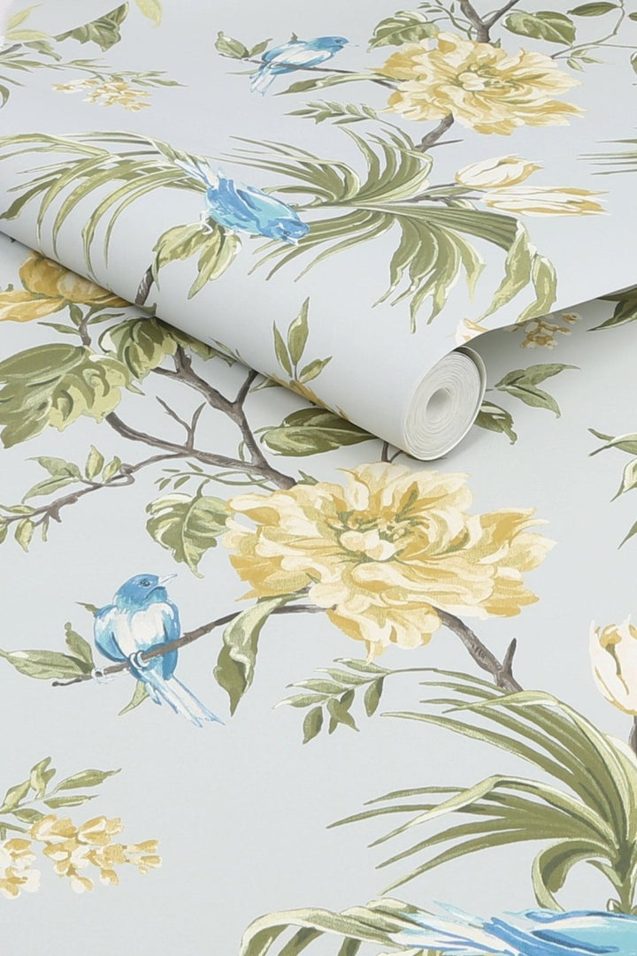 118257-Graham & Brown-Next - Birds & Blooms Grey Wallpaper-Decor Warehouse