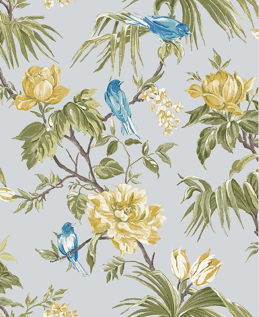 118257-Graham & Brown-Next - Birds & Blooms Grey Wallpaper-Decor Warehouse