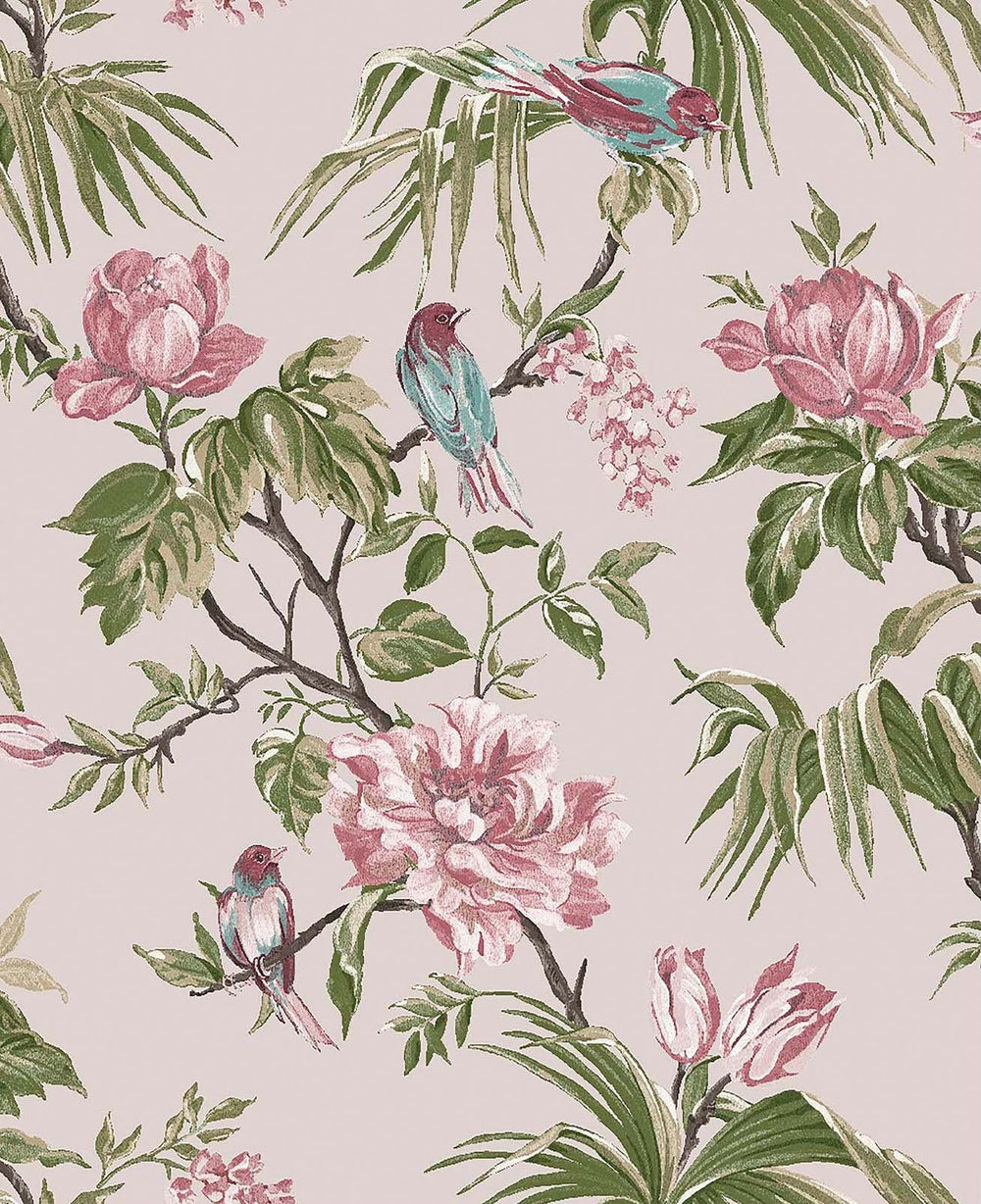 118255-Graham & Brown-Next - Birds & Blooms Mauve Wallpaper-Decor Warehouse