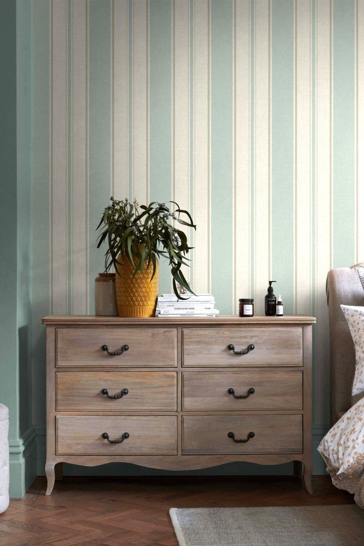 118291-Graham & Brown-Next - Country Stripe Duck Egg Wallpaper-Decor Warehouse
