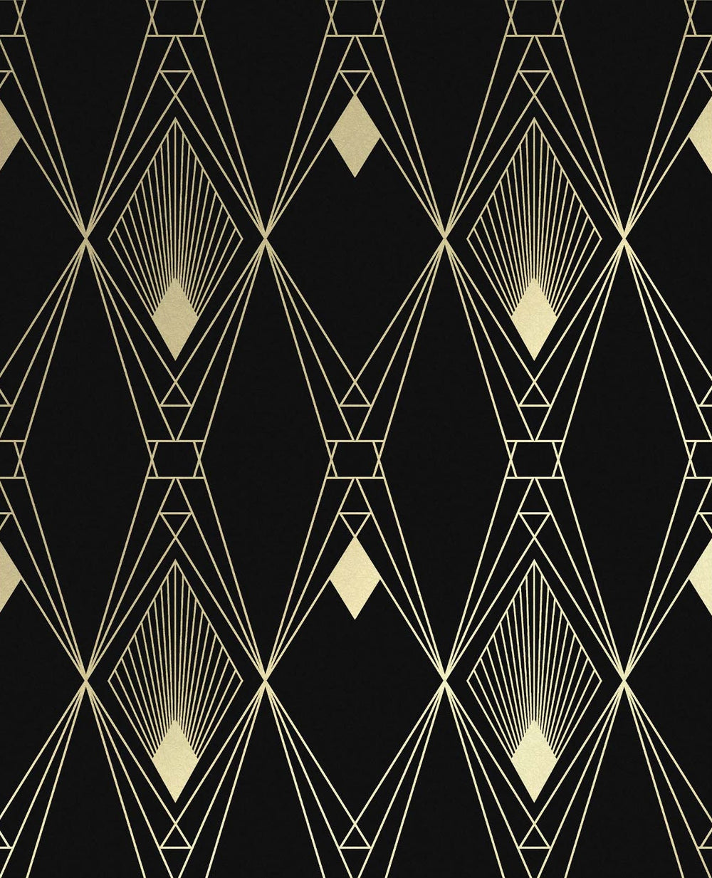 118313-Graham & Brown-Next - Deco Geometric Black Wallpaper-Decor Warehouse