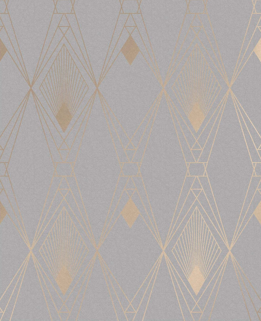 118314-Graham & Brown-Next - Deco Geometric Grey Wallpaper-Decor Warehouse