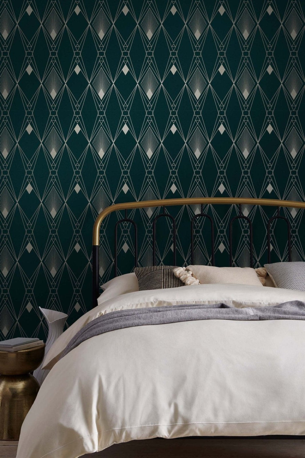 118315-Graham & Brown-Next - Deco Geometric Teal Wallpaper-Decor Warehouse