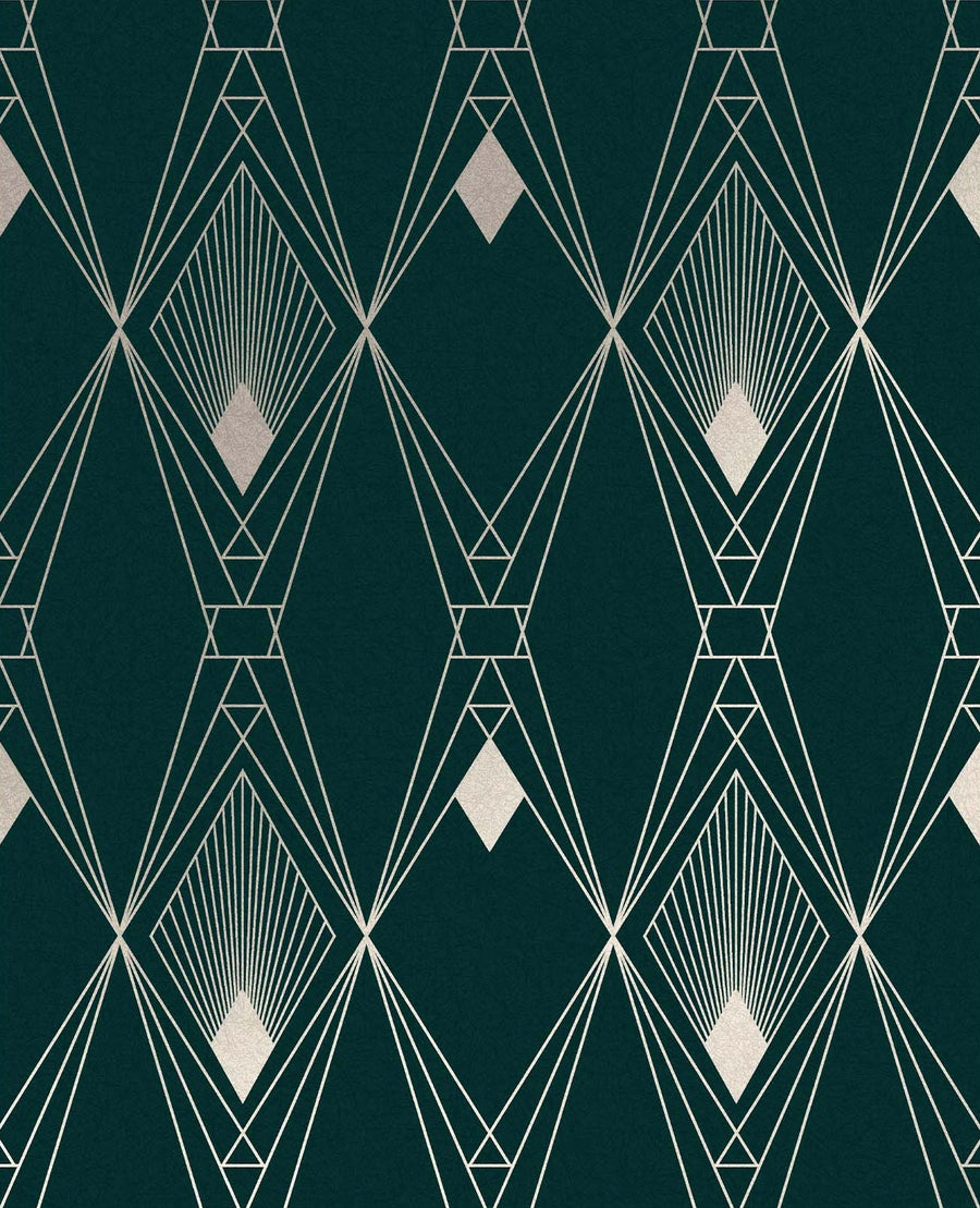 118315-Graham & Brown-Next - Deco Geometric Teal Wallpaper-Decor Warehouse