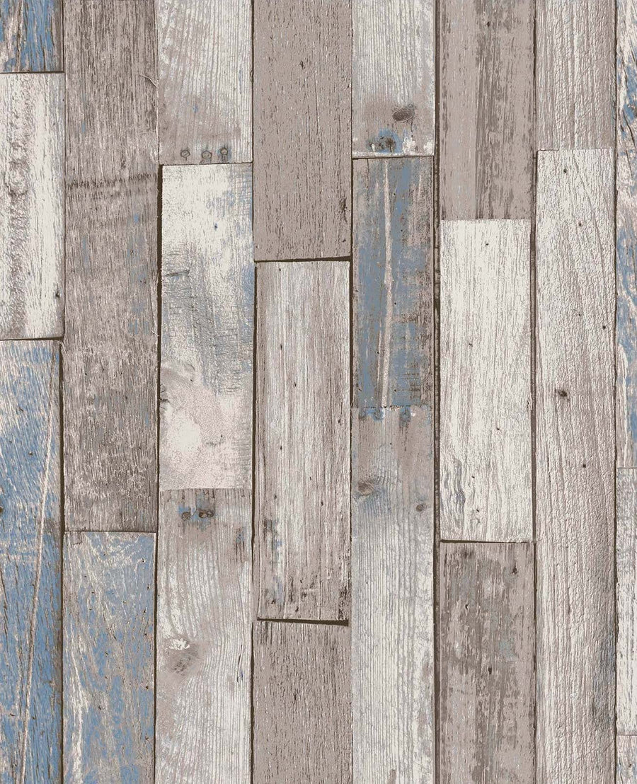 119309-Graham & Brown-Next - Distressed Wood Panel Neutral Blue Wallpaper-Decor Warehouse