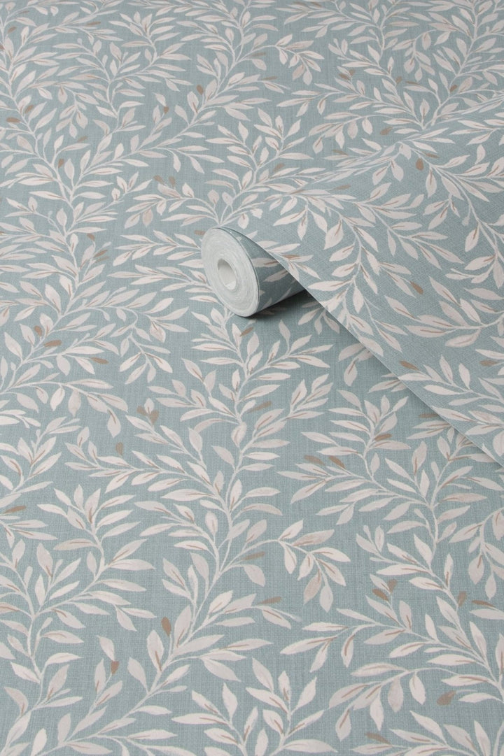 118262-Graham & Brown-Next - Ditsy Leaf Duck Egg Wallpaper-Decor Warehouse