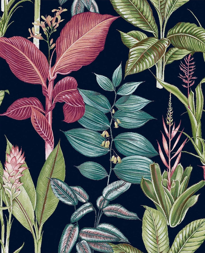 118300-Graham & Brown-Next - Fantasy Rainforest Leaves Navy Wallpaper-Decor Warehouse