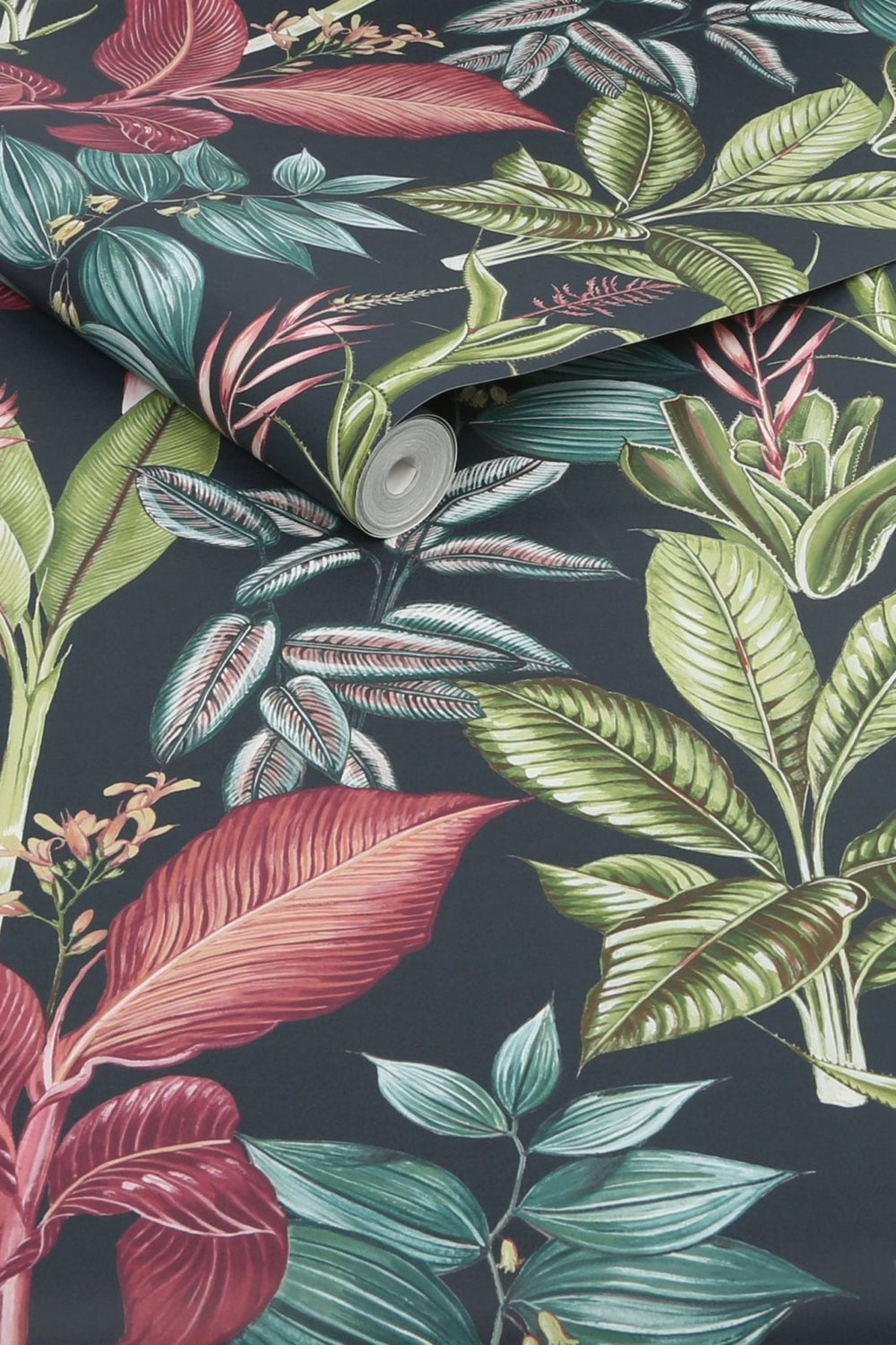 118300-Graham & Brown-Next - Fantasy Rainforest Leaves Navy Wallpaper-Decor Warehouse