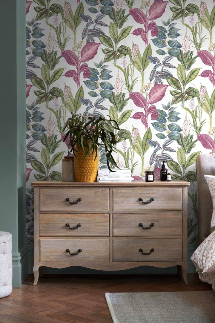 118299-Graham & Brown-Next - Fantasy Rainforest Leaves Multi Coloured Wallpaper-Decor Warehouse